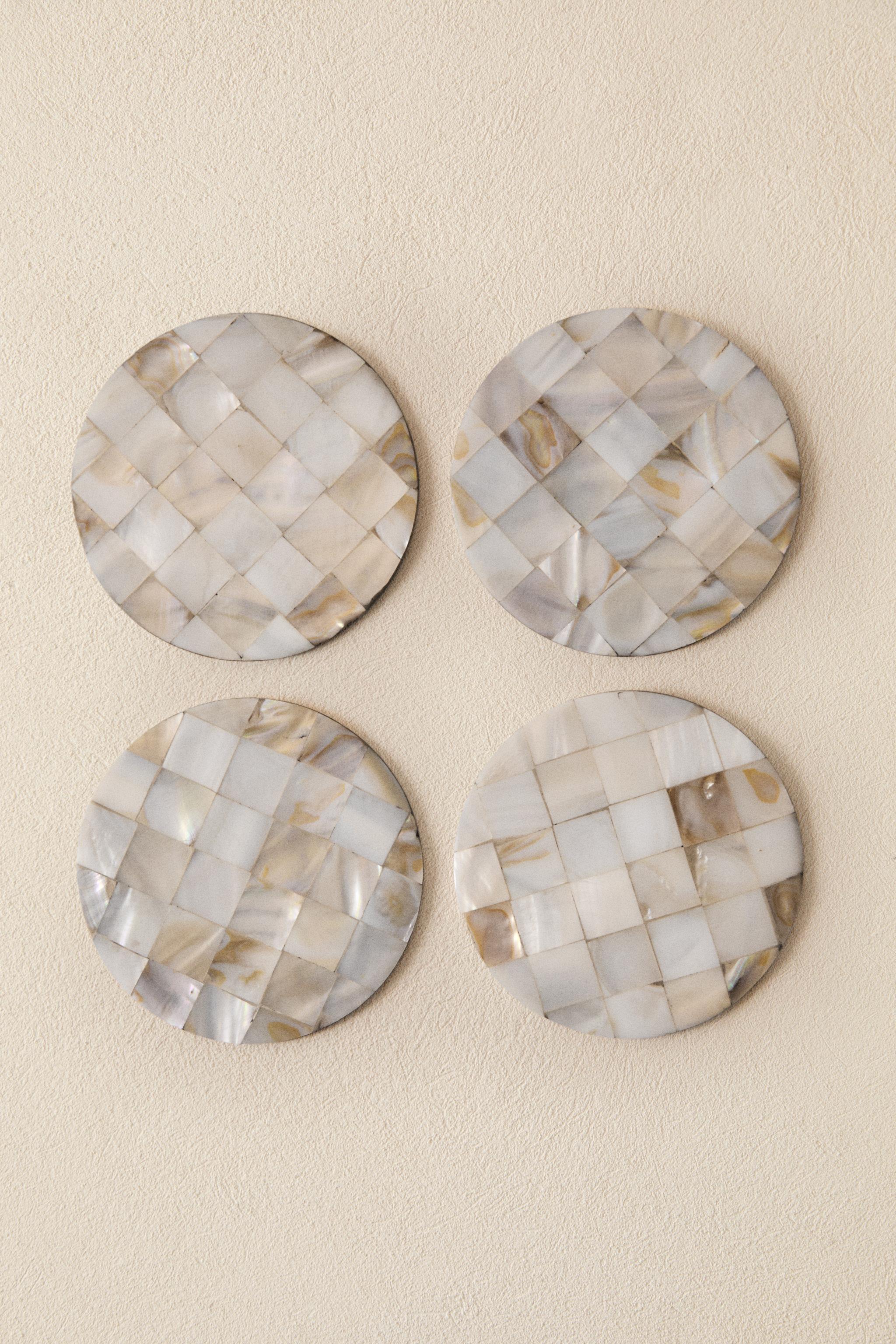 SET OF MOTHER-OF-PEARL COASTERS (SET OF 4)